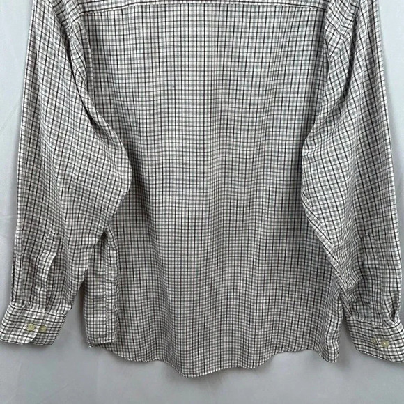 Yves Saint Laurent Shirt, Button Front, Check, Plaid, Blue White Red, Neck 16 - Picture 8 of 9